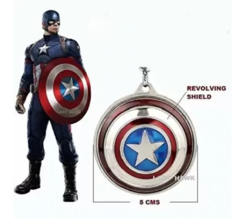 Captain America Marvel Superhero Shield Spinner Metal Rotating Keychain
